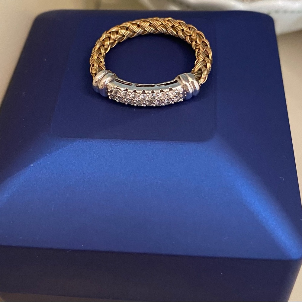 Stunning Gold and Silver Ring with Intricate Braided Design Made in Italy